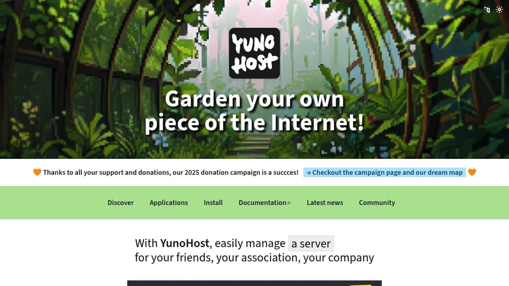 Screenshot of YunoHost website