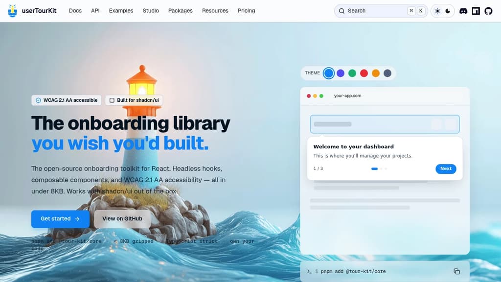 Screenshot of UserTourKit website