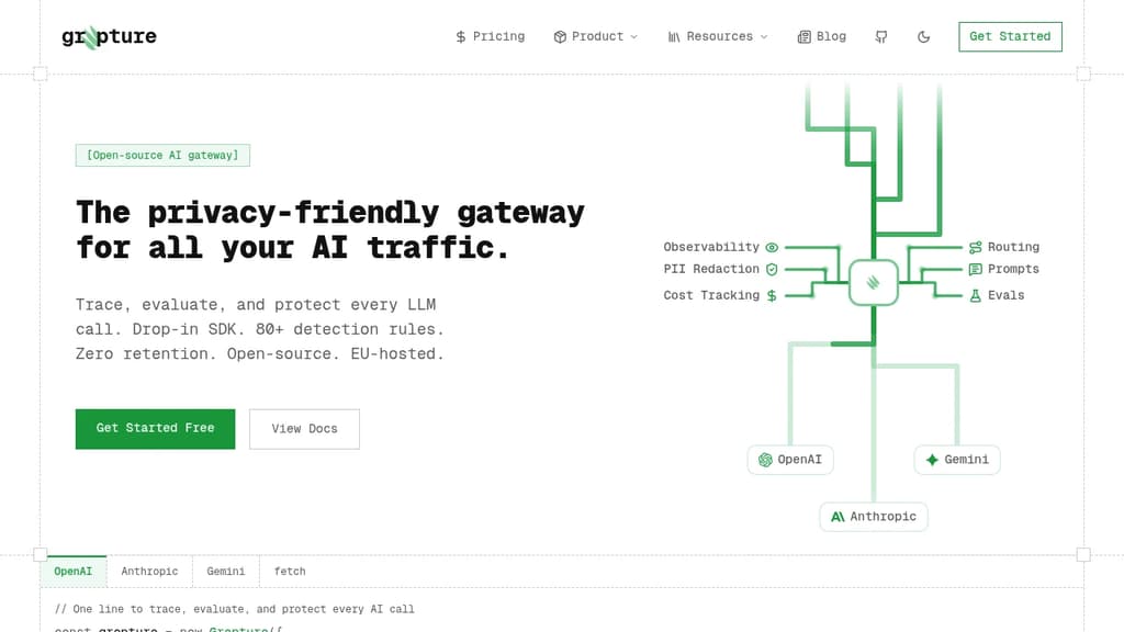 Screenshot of Grepture website