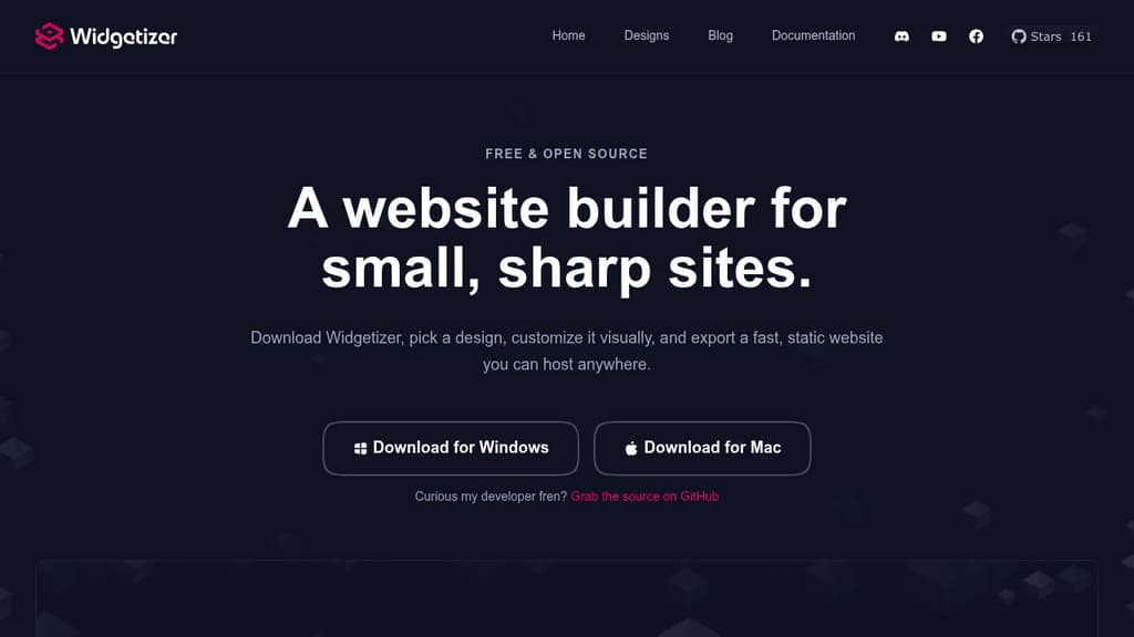 Screenshot of Widgetizer