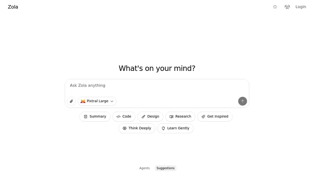 Screenshot of Zola website